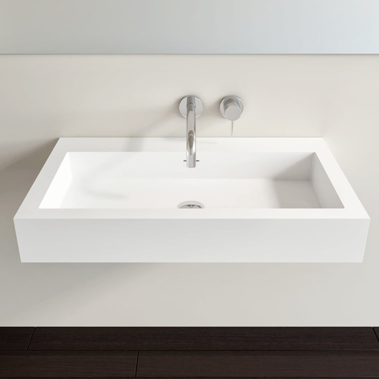 Badeloft 18.8'' Stone Resin Rectangular Wall Mount Bathroom Sink with